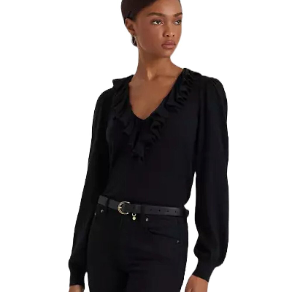 Lauren Ralph Lauren Black V-Neck Sweater